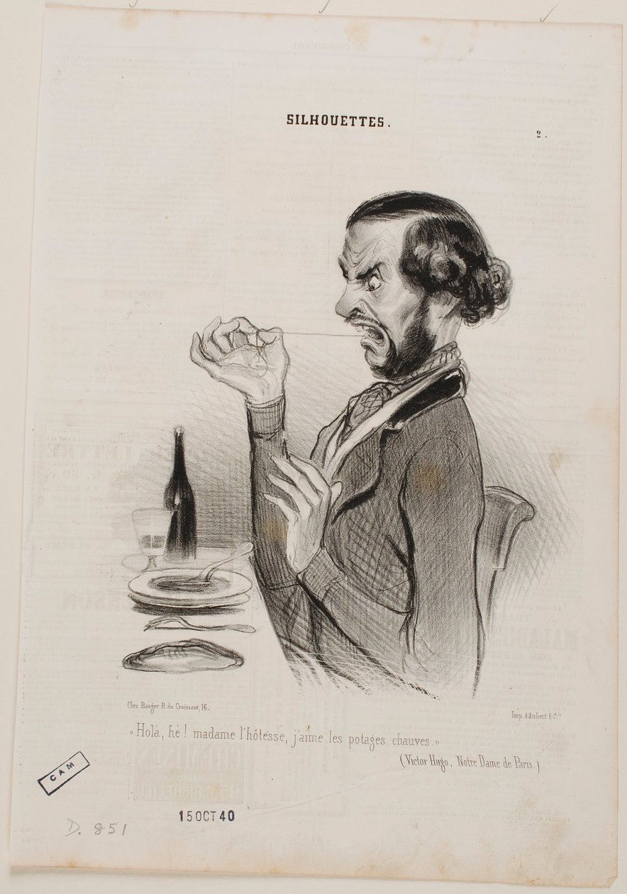 Hej! Servírko, tu polévku mám radši bez vlasů! od Honoré Daumier