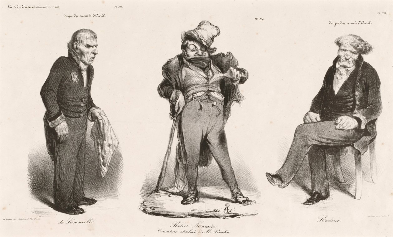Huguet de Sémonville - Robert Macaire (Thiers) - hrabě Roederer od Honoré Daumier