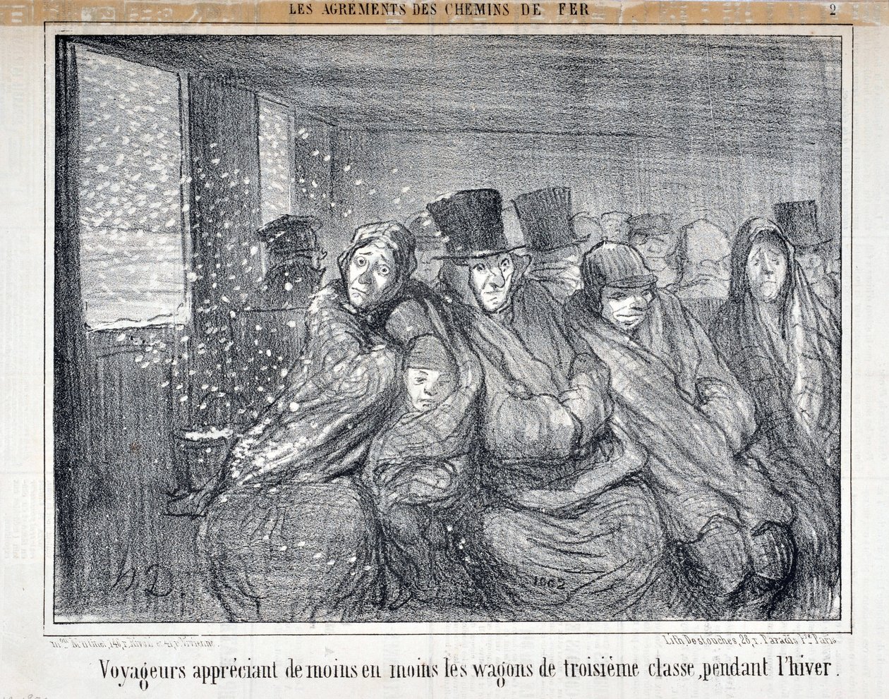 Ilustrace k sérii "Les Agrements des Chemin de fer" od Honoré Daumier
