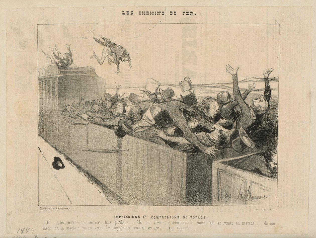 Cestovní dojmy a stlačení. Z: „Železnice“ od Honoré Daumier