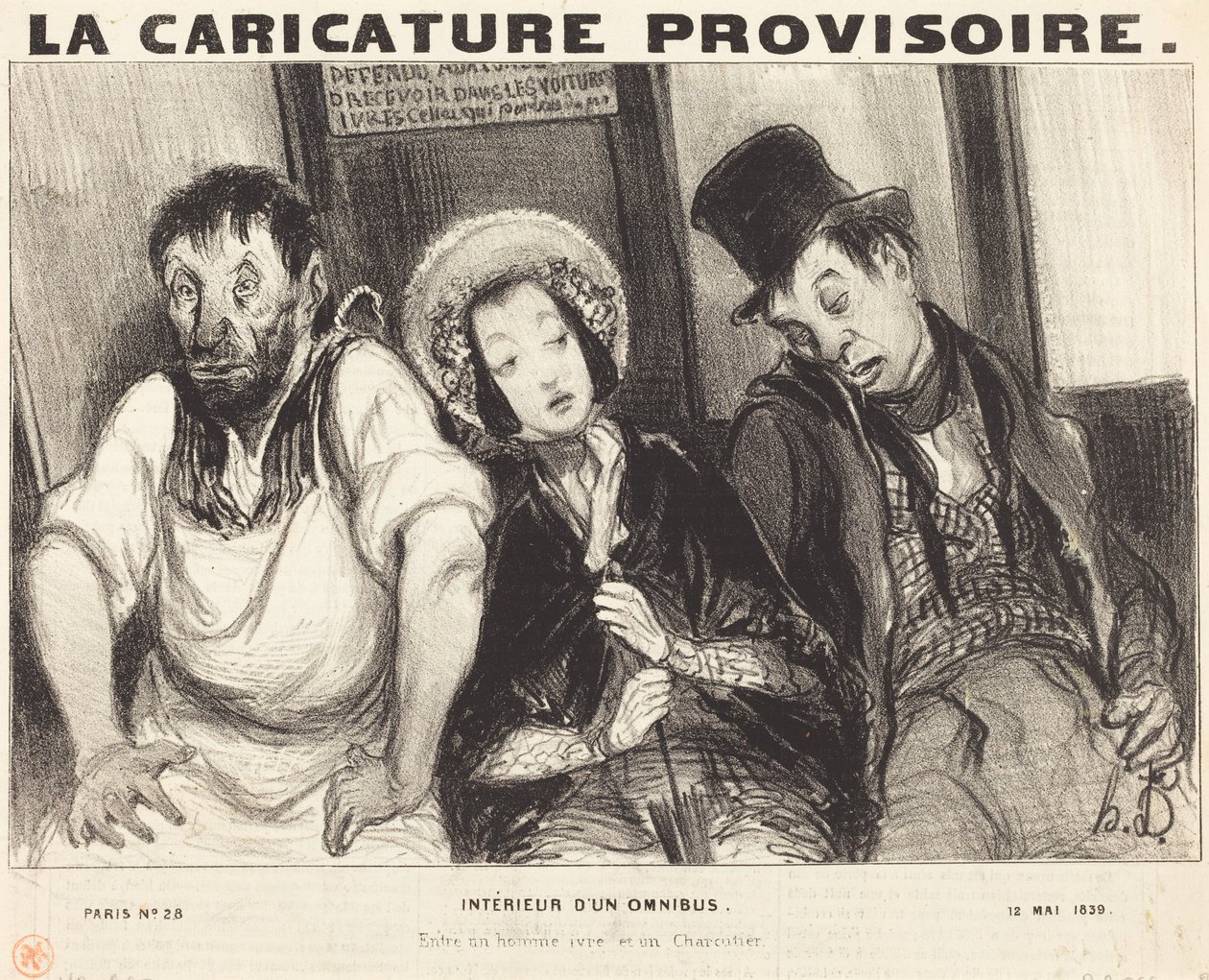 Interiér autobusu od Honoré Daumier