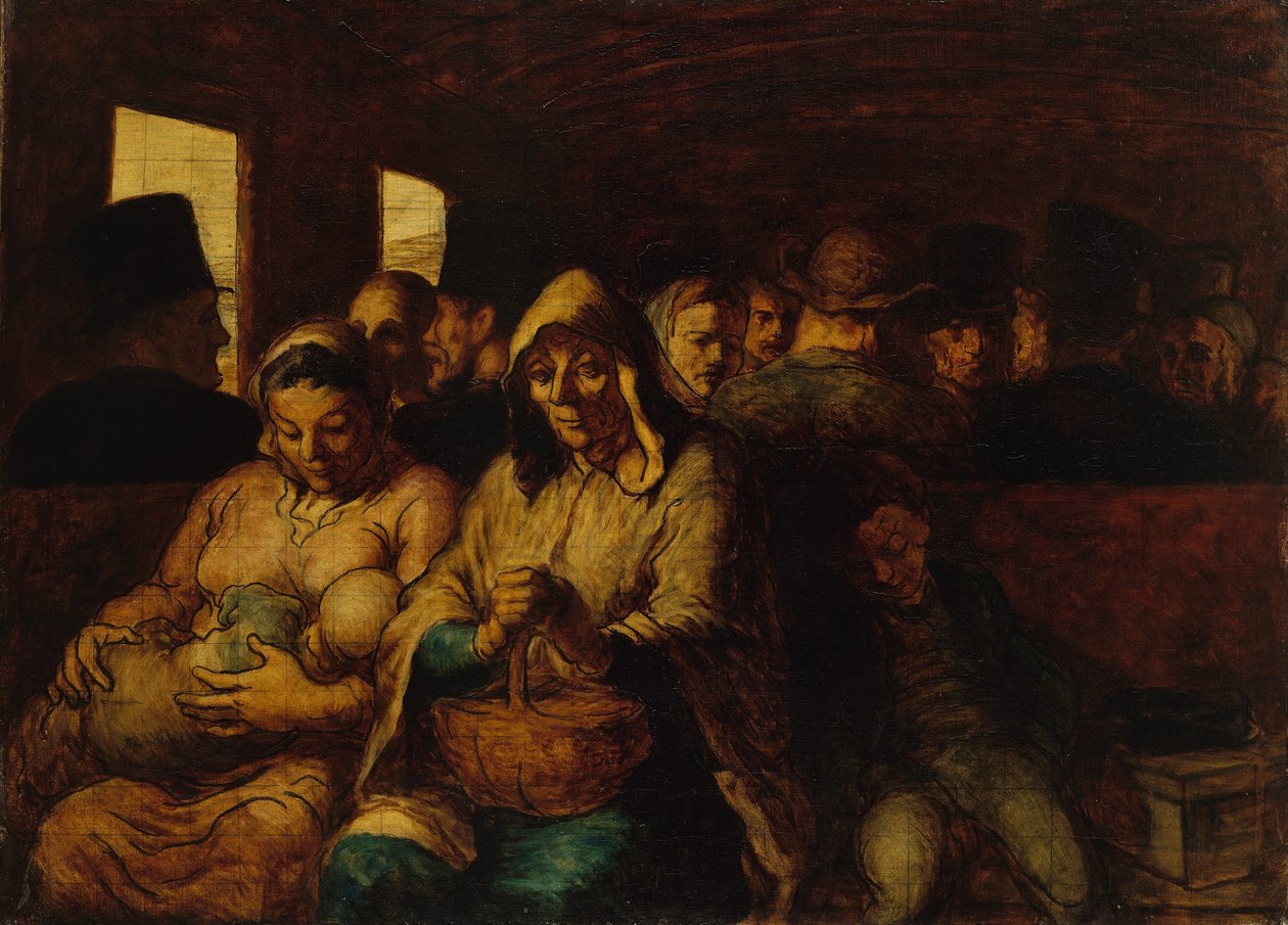 Interiér vagonu třetí třídy od Honoré Daumier