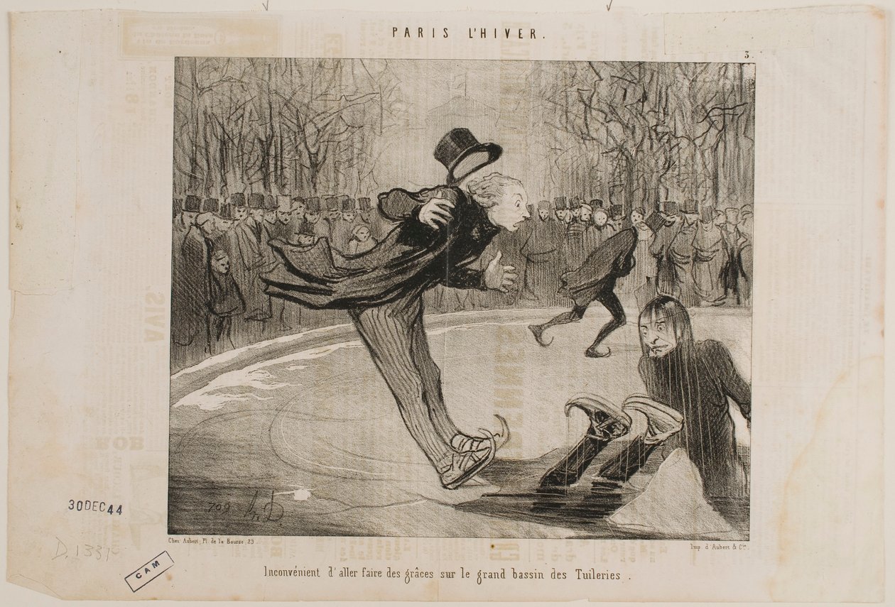 Na velkém jezírku v Tuilerijských zahradách je těžké se předvádět. od Honoré Daumier