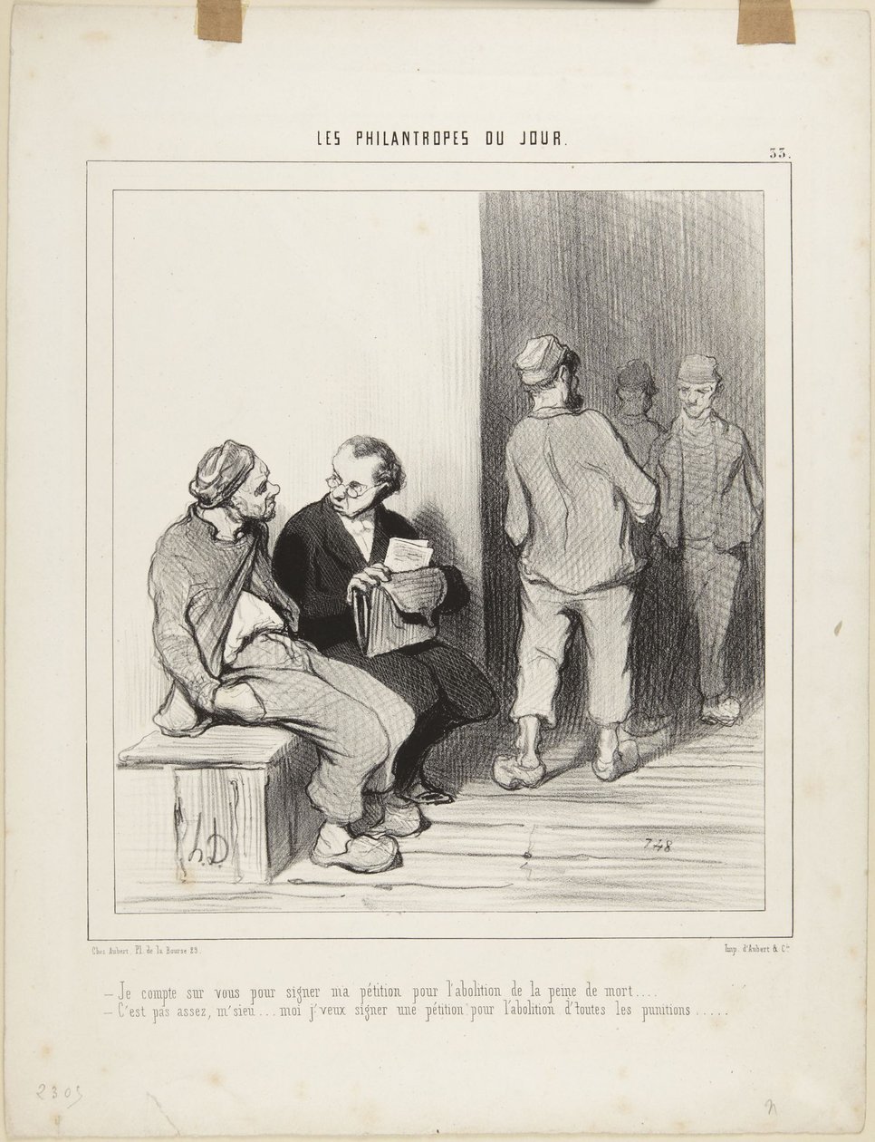 Počítám s vámi, že podepíšete..., číslo 33 ze série Filantropové dne od Honoré Daumier
