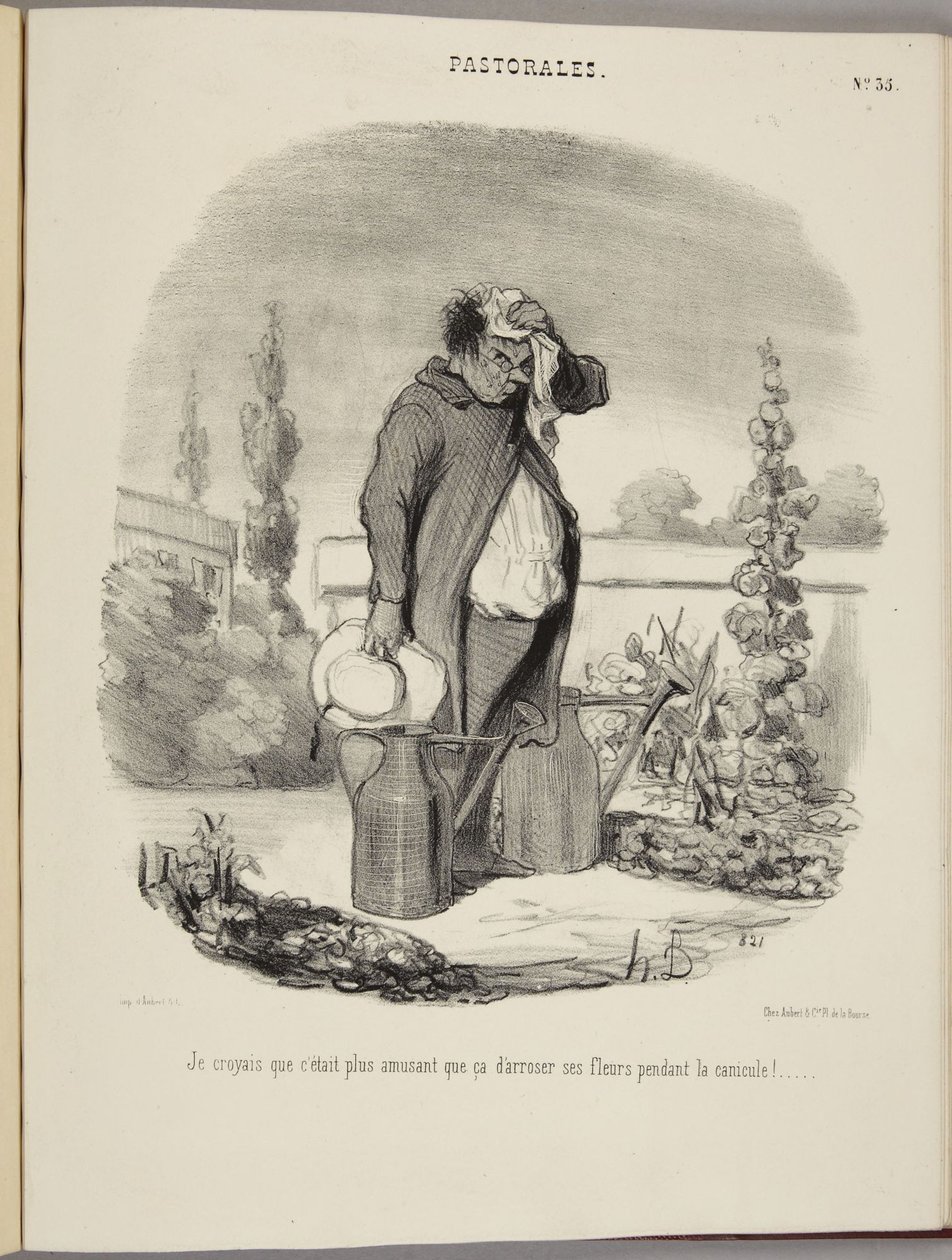 Myslel jsem, že zalévat své květiny během veder bude zábavnější!... od Honoré Daumier