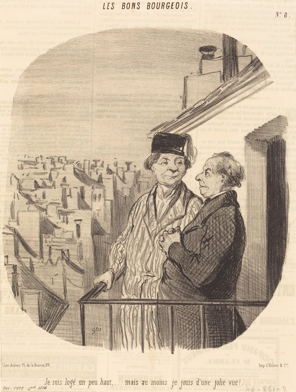 Bydlím trochu vysoko... ale... užívám si hezký výhled! od Honoré Daumier