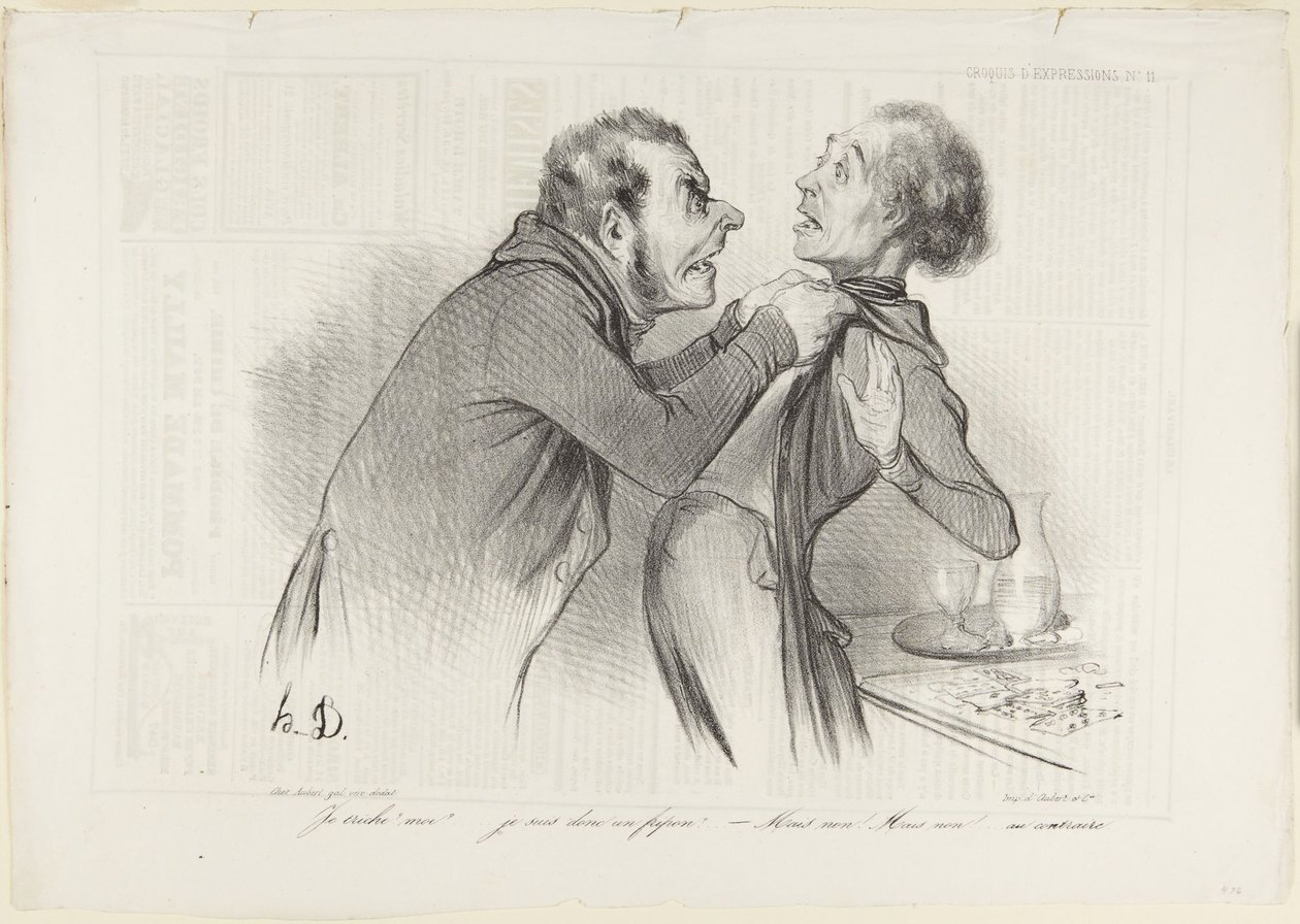 Já podvádím? Já? ..., číslo 11 ze série Skici výrazů z Le Charivari od Honoré Daumier
