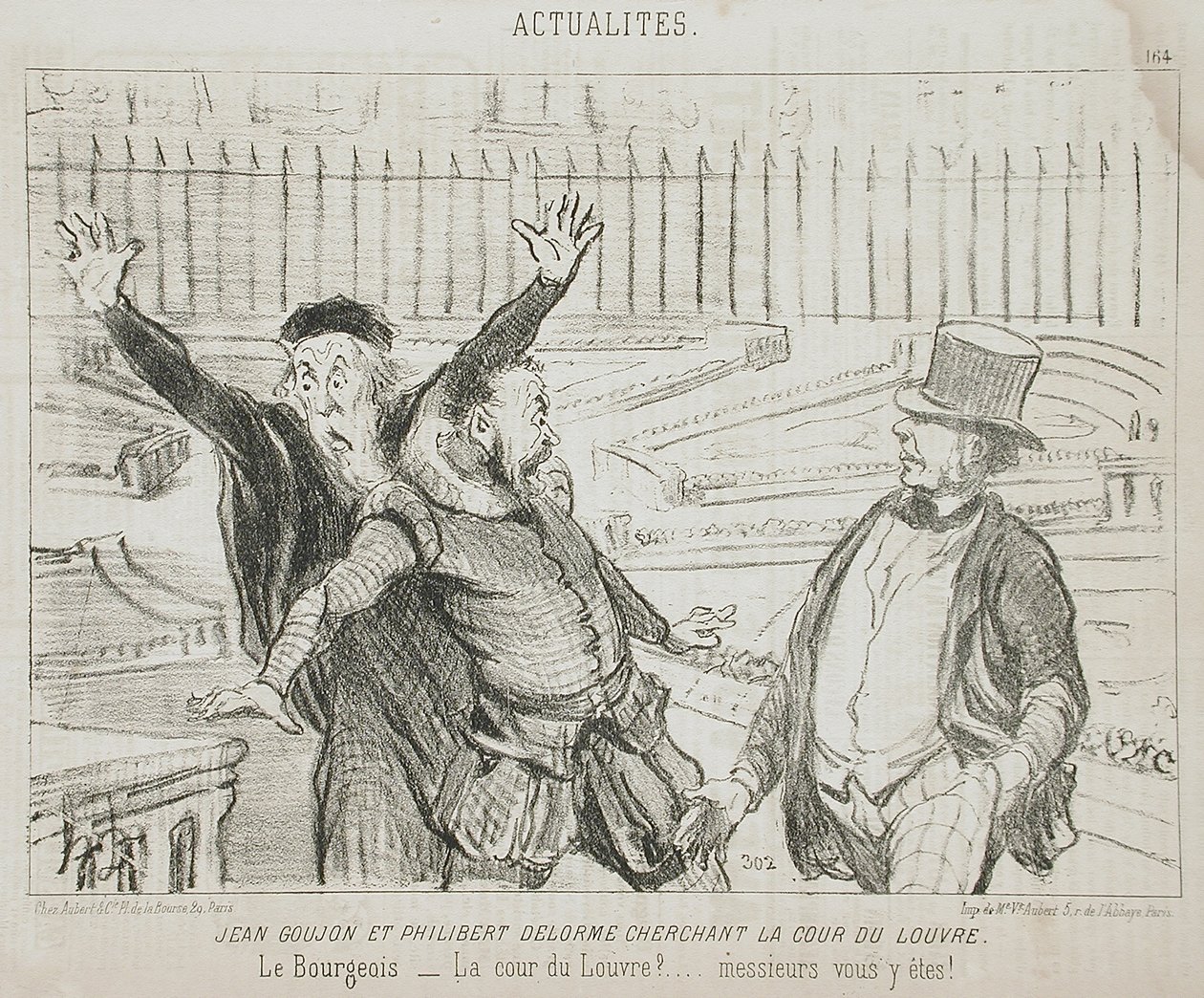 Jean Goujon a Philibert Delorme hledající dvůr Louvru od Honoré Daumier