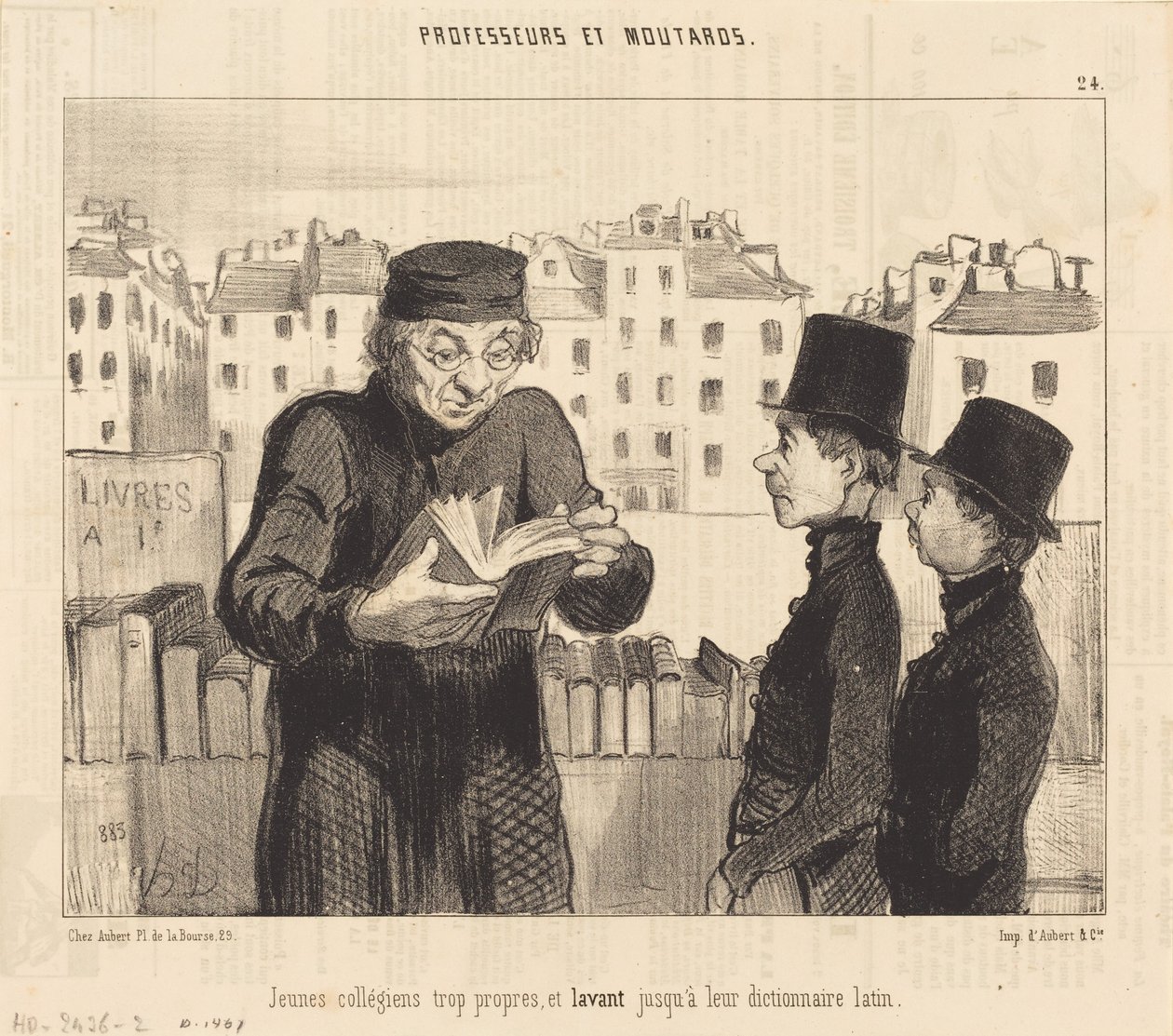 Mladí vysokoškoláci... myjí svůj latinský slovník od Honoré Daumier