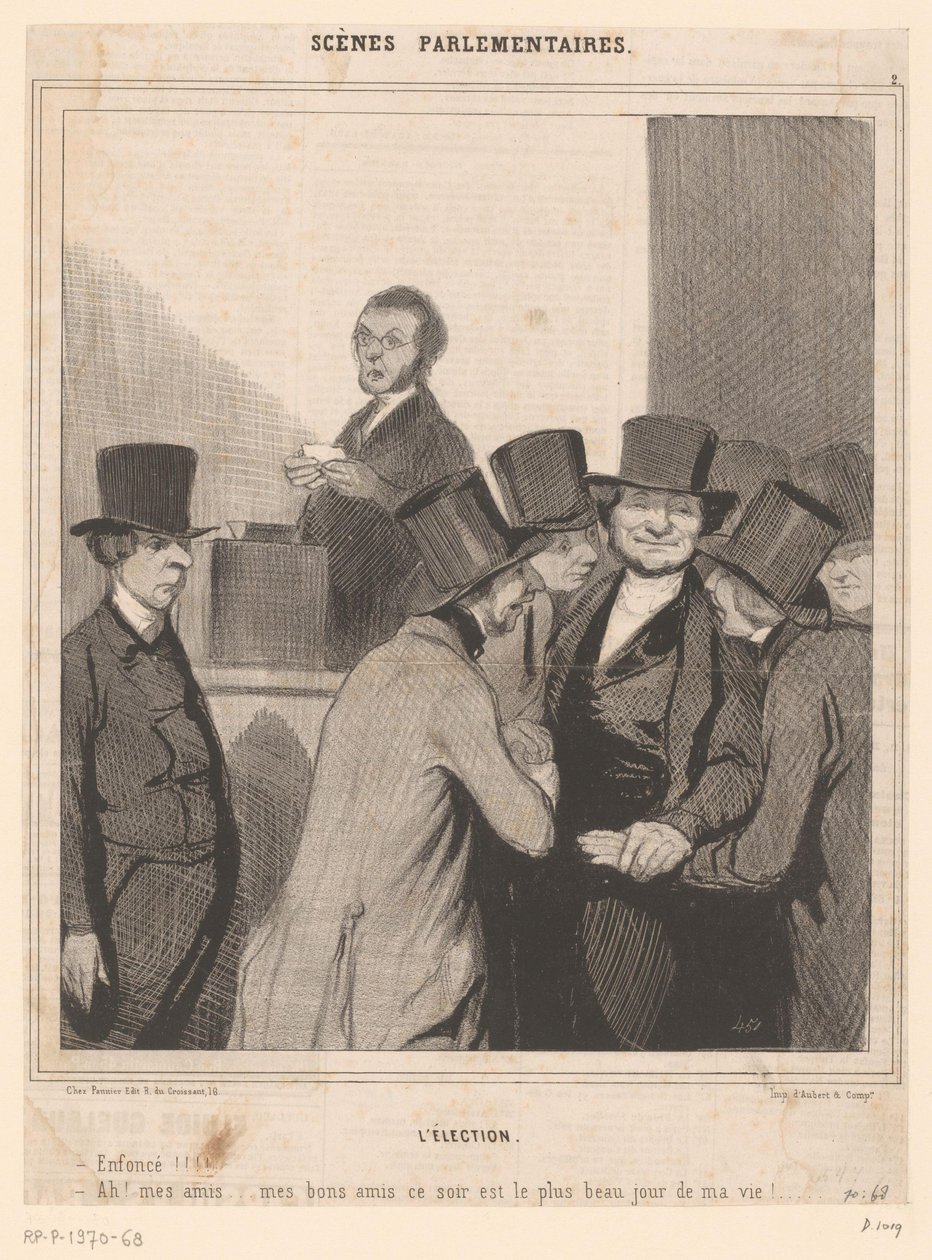 Karikatura dvou kandidátů po výsledku voleb od Honoré Daumier