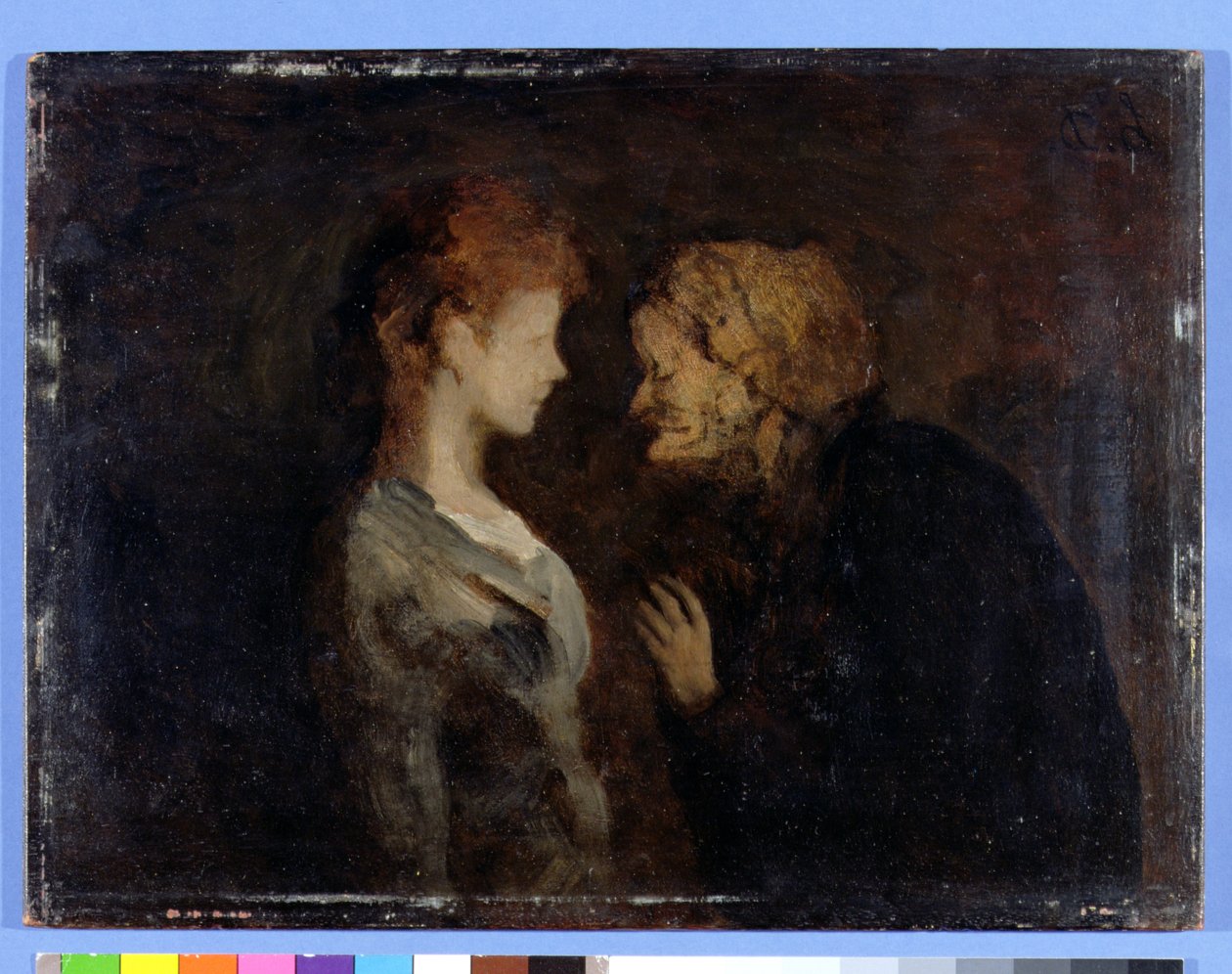 La Confidence (Tajemství) (olej na desce) od Honoré Daumier