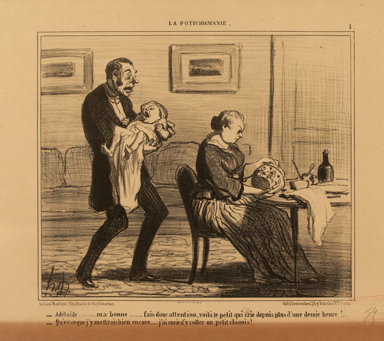 Die Potichomanie Nr. 1: - Adélaïde,... meine Gute... pass doch auf... od Honoré Daumier