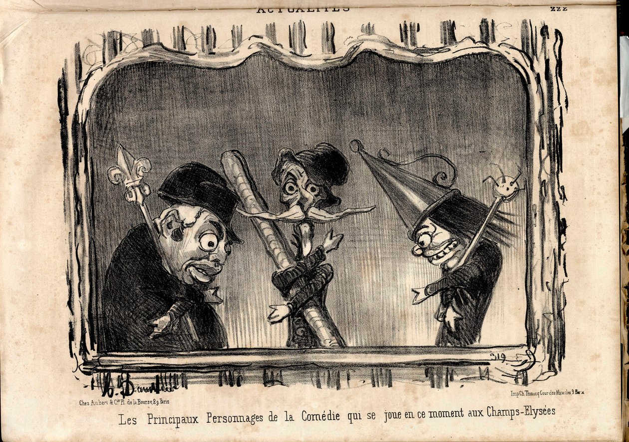 Le Charivari, satirický v B & W od Honoré Daumier