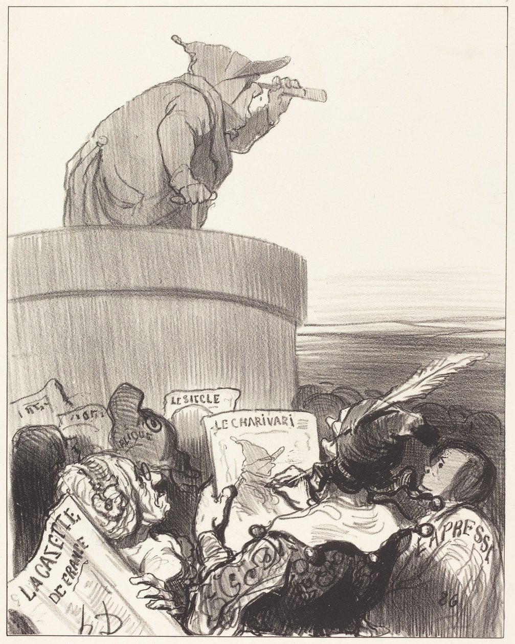 List „Le Constitutionnel“ se zamýšlí nad politickým výhledem od Honoré Daumier