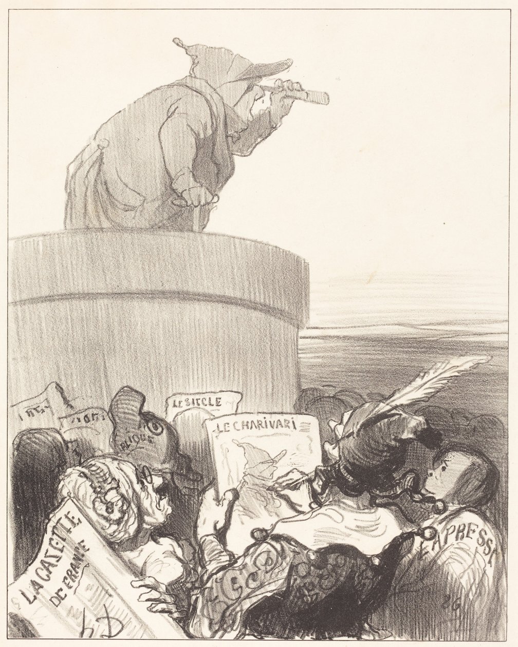 Le Constitutionnel hledící na politický horizont od Honoré Daumier