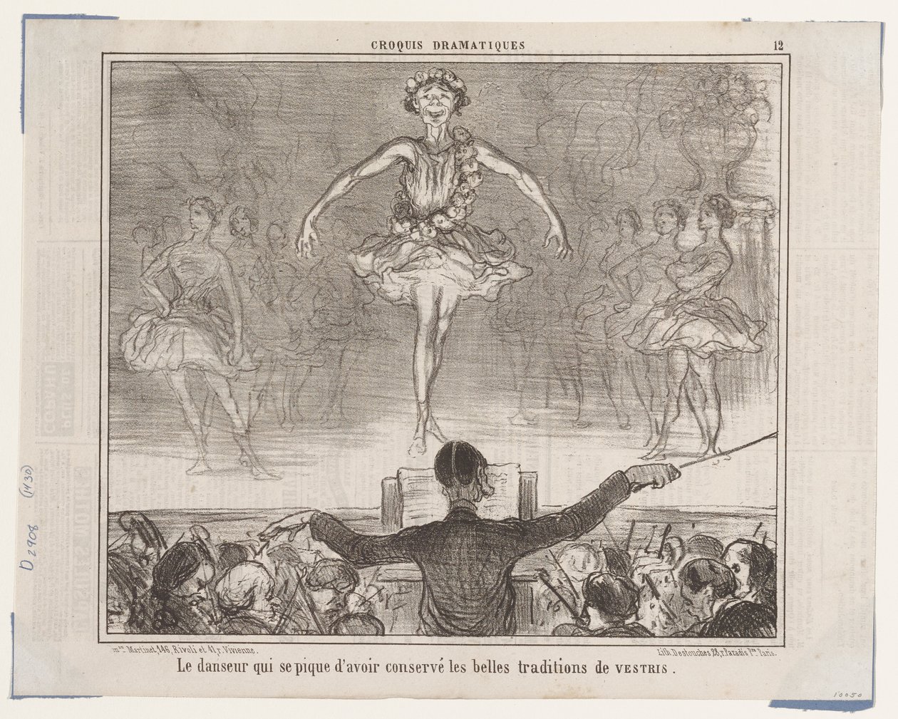 Tanečník, který je na sebe pyšný... (Dramatické skici), z Le Charivari od Honoré Daumier