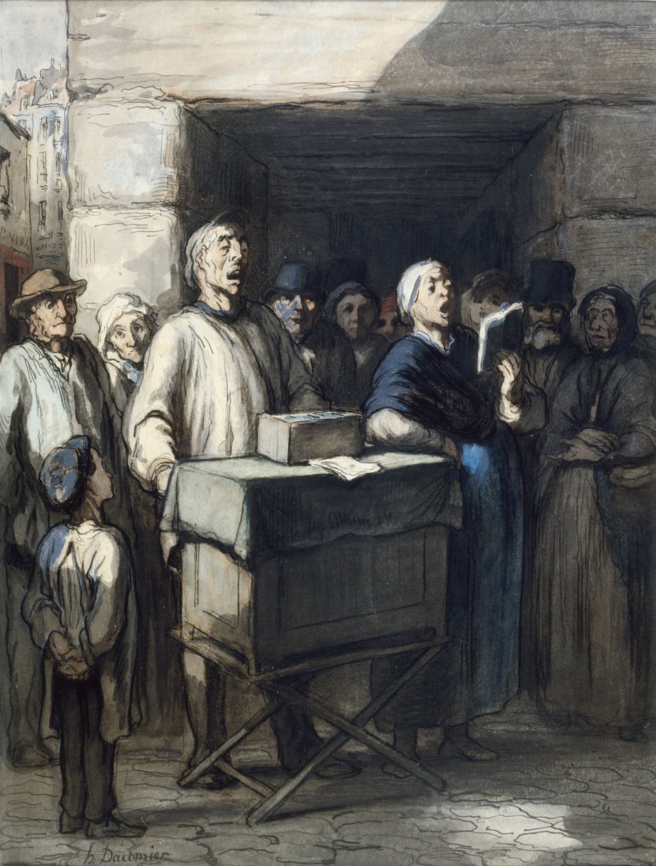 Hráč na pouliční harmoniku od Honoré Daumier