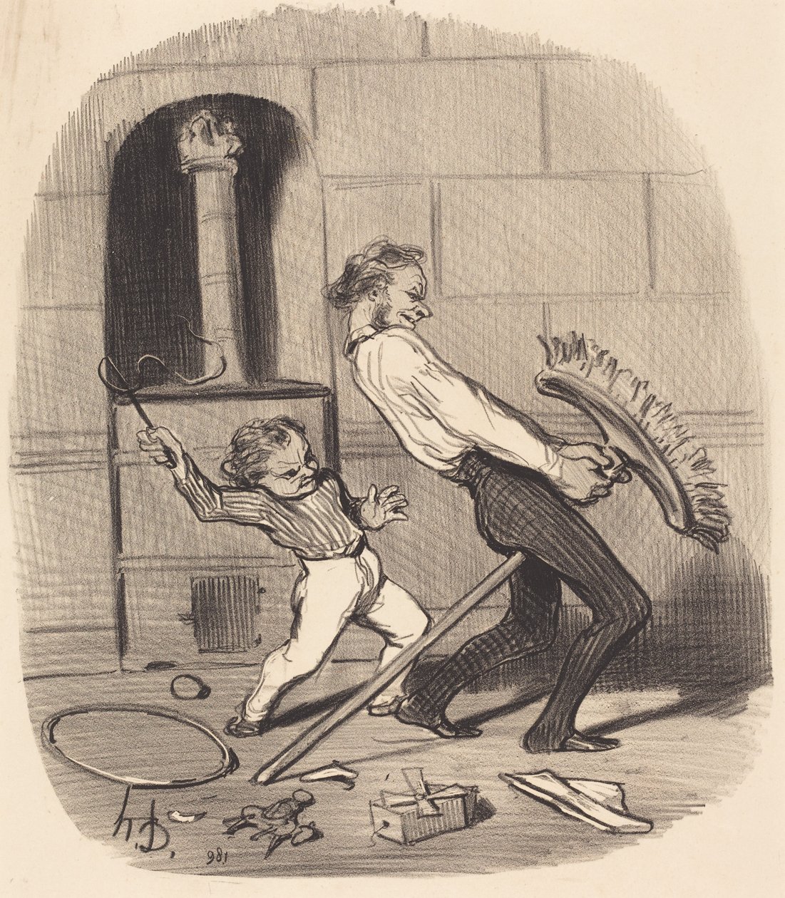 Výuka jízdy na koni, střední škola od Honoré Daumier