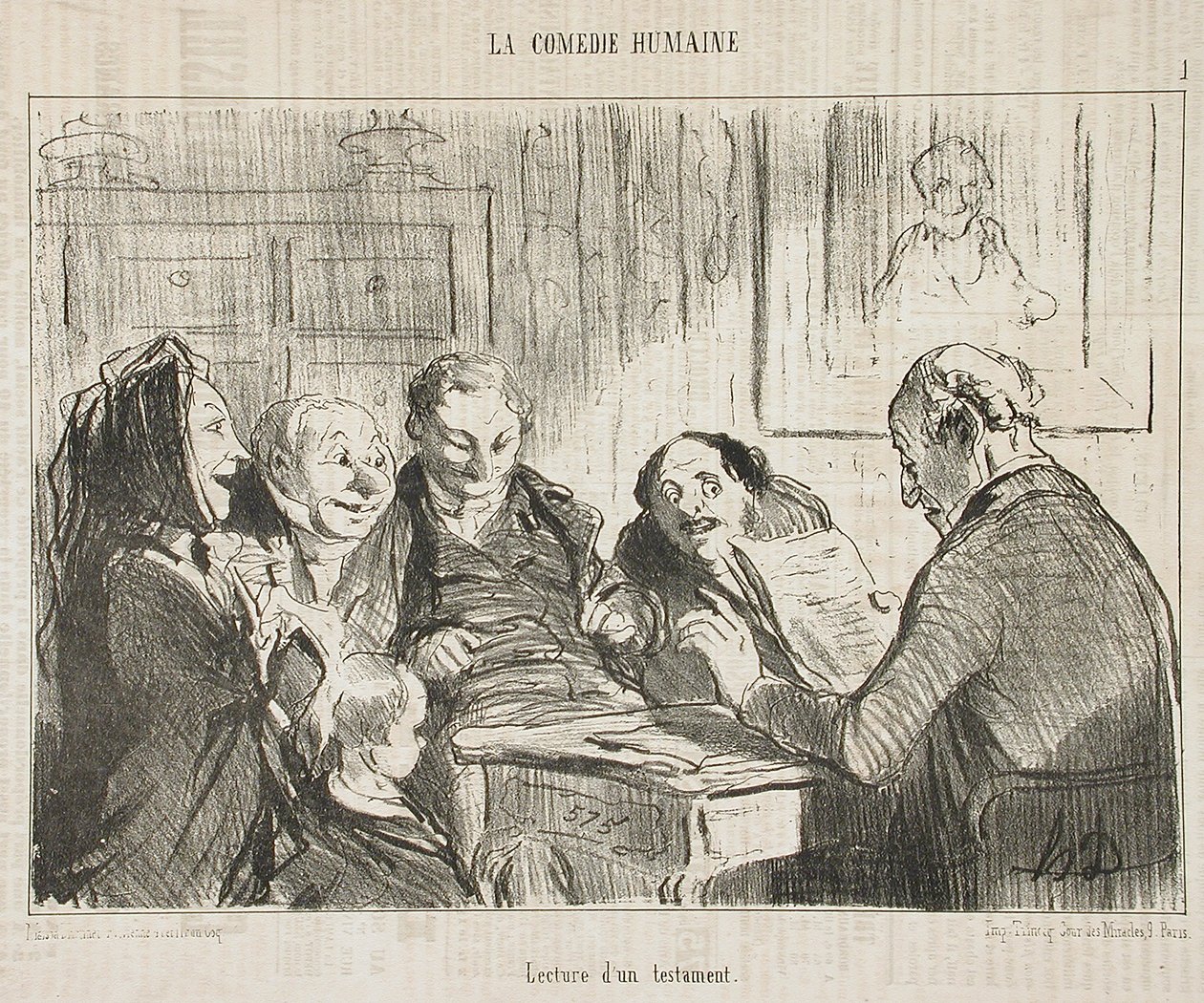 Čtení závěti od Honoré Daumier