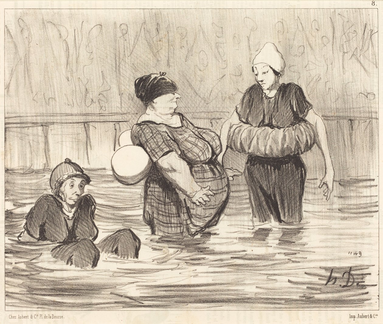 Opatrné koupající se ženy od Honoré Daumier