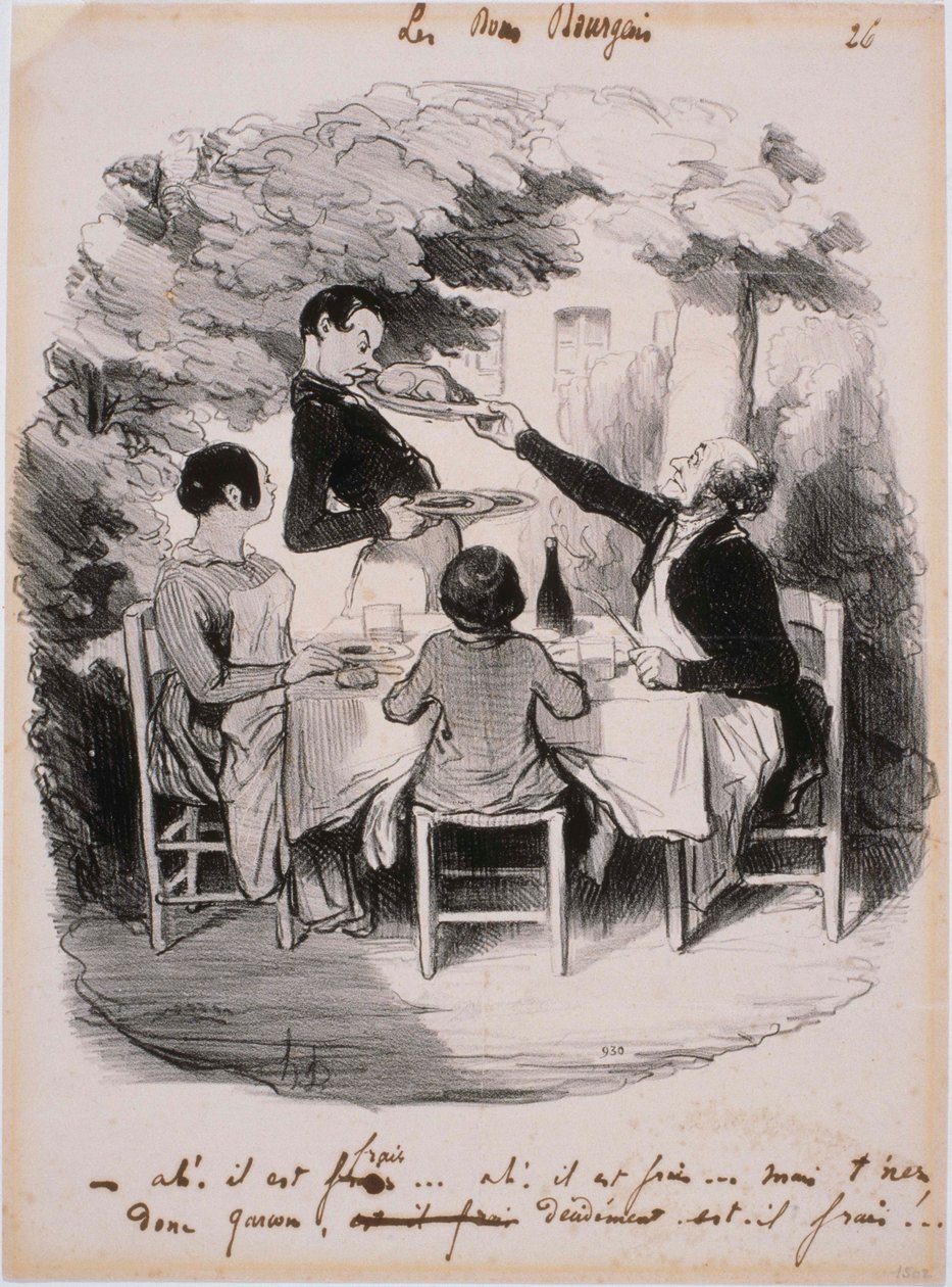 Dobří měšťané: Ach! Je čerstvý... Ale podrž to, chlapče od Honoré Daumier