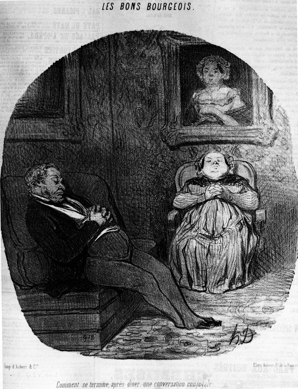 Les Bons Bourgeois: pár spí - od Daumiera, v "" Charivari "" z 5.11.1846. od Honoré Daumier