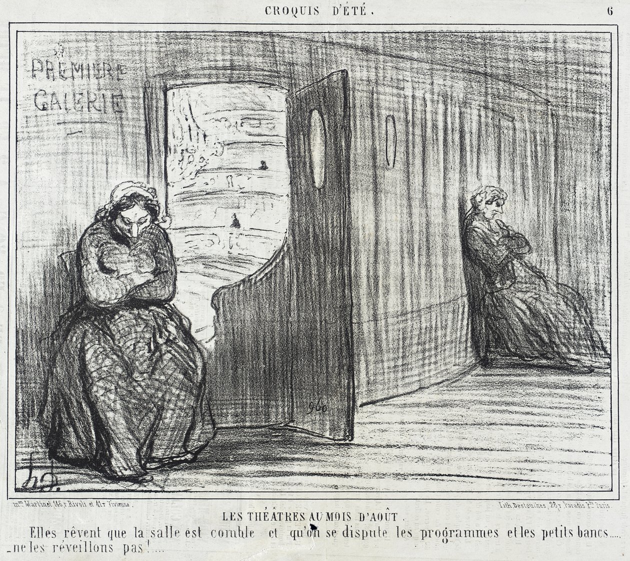 Divadla v měsíci srpnu od Honoré Daumier