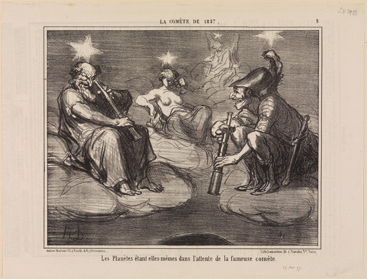 Planety samy netrpělivě očekávají příchod slavné komety (Kometa z roku 1857, list 9) od Honoré Daumier