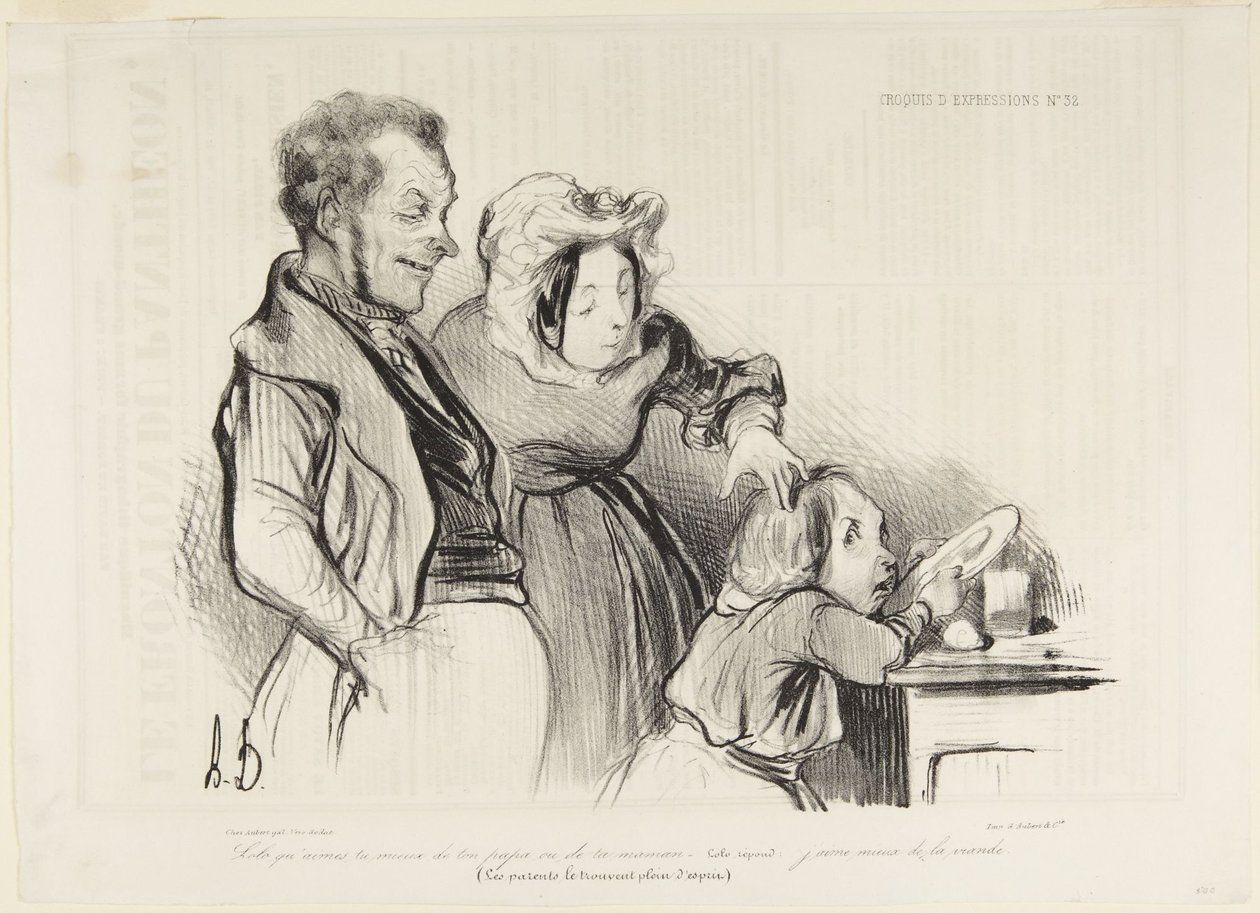 Lolo, koho máš raději, tatínka nebo maminku ... od Honoré Daumier