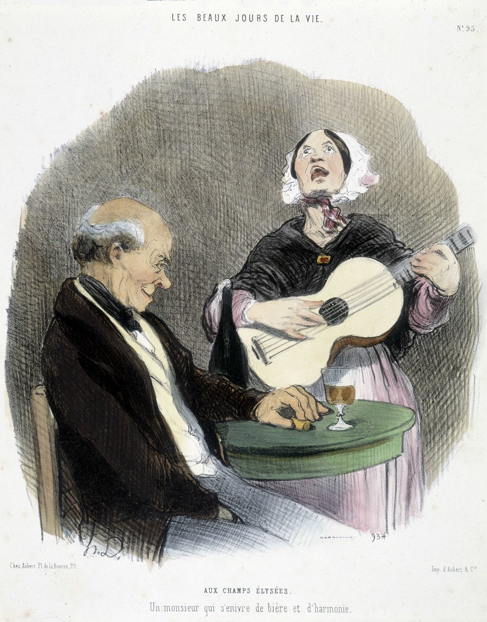 Muž popíjející ve společnosti zpěvačky – v „Les Beaux Days de la vie““ od Honoré Daumiera od Honoré Daumier