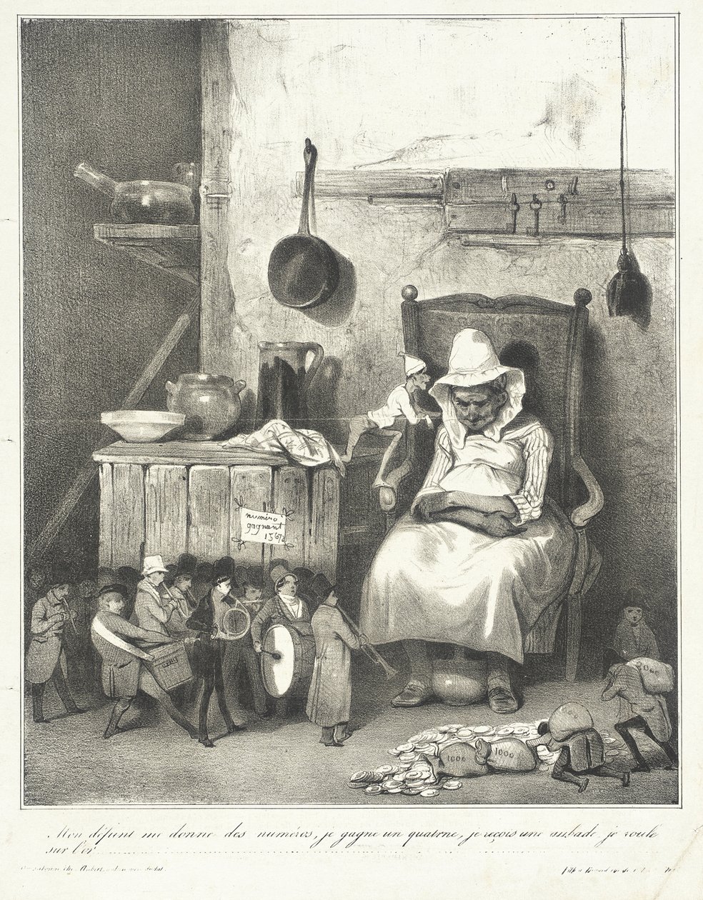 Můj zesnulý mi dává čísla... od Honoré Daumier
