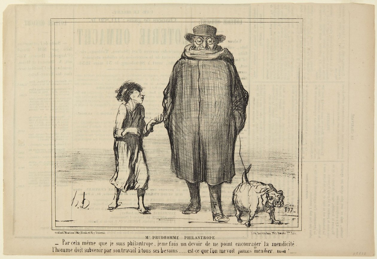Pan Prudhomme, filantrop, číslo 291 ze série Actualités z Le Charivari od Honoré Daumier