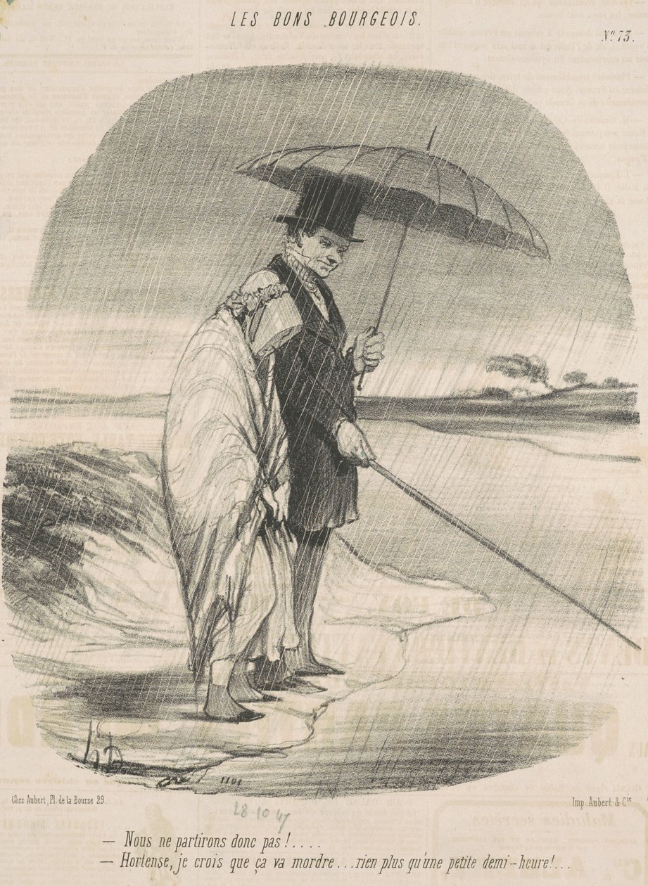 Takže neodjedeme! - Hortense, myslím, že to zabere ... Jen malou půlhodinku! od Honoré Daumier