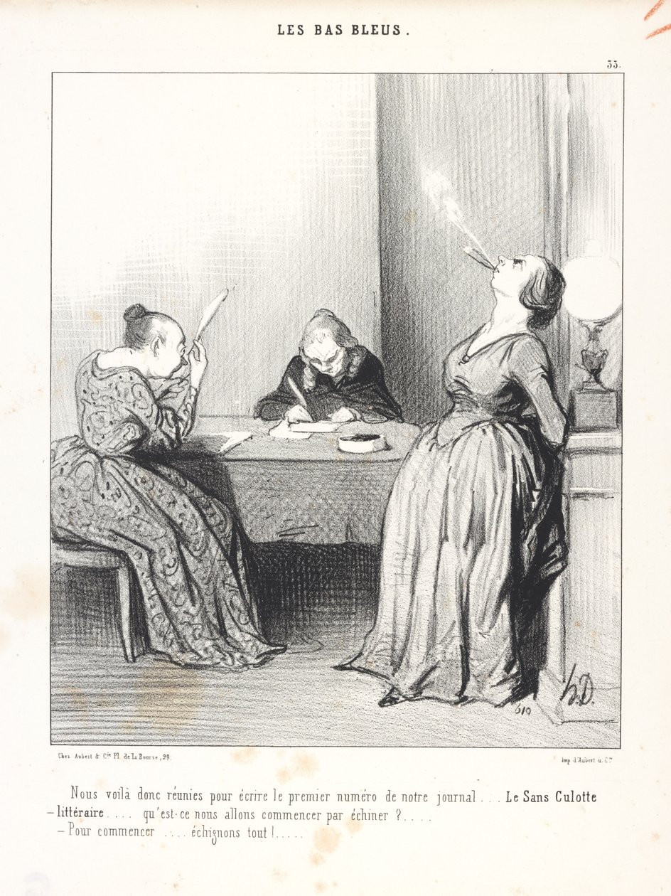 Jsme tedy shromážděny, abychom napsaly první číslo našich novin... Le Sans Culotte littéraire... čím začneme cupovat?... Pro začátek... cupujme všechno! od Honoré Daumier