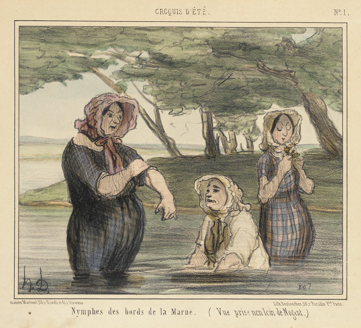 Nymfy na březích Marny od Honoré Daumier