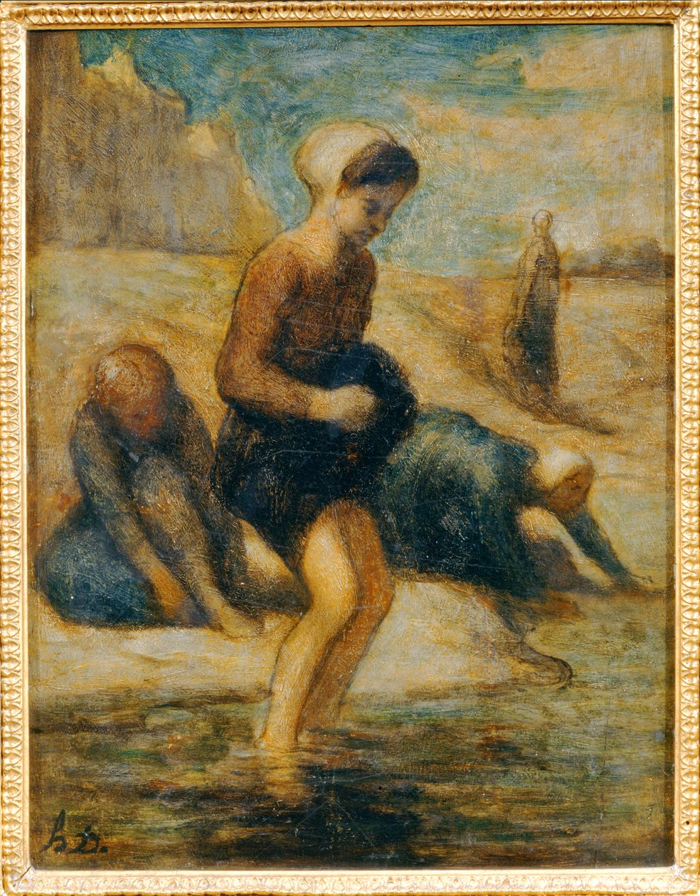 Na břehu vody (olej na dřevě) od Honore Daumier