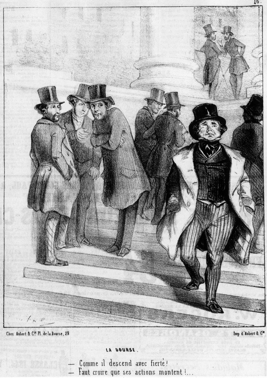 Paříž: Burza cenných papírů, Daumier - v „“ Charivari““ z 19.01.1845 od Honoré Daumier