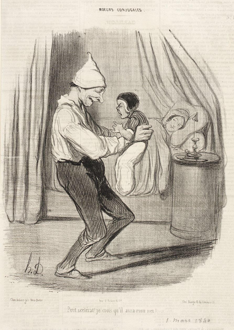 Malý darebák! Myslím, že bude mít můj nos... od Honoré Daumier