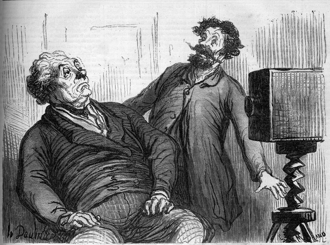 Fotografové a fotografie. Kreslený film Honore Daumier (1808-1879). Rytina v „“ Le Monde Illustré““ n¡259 z 29. března 1862. od Honoré Daumier