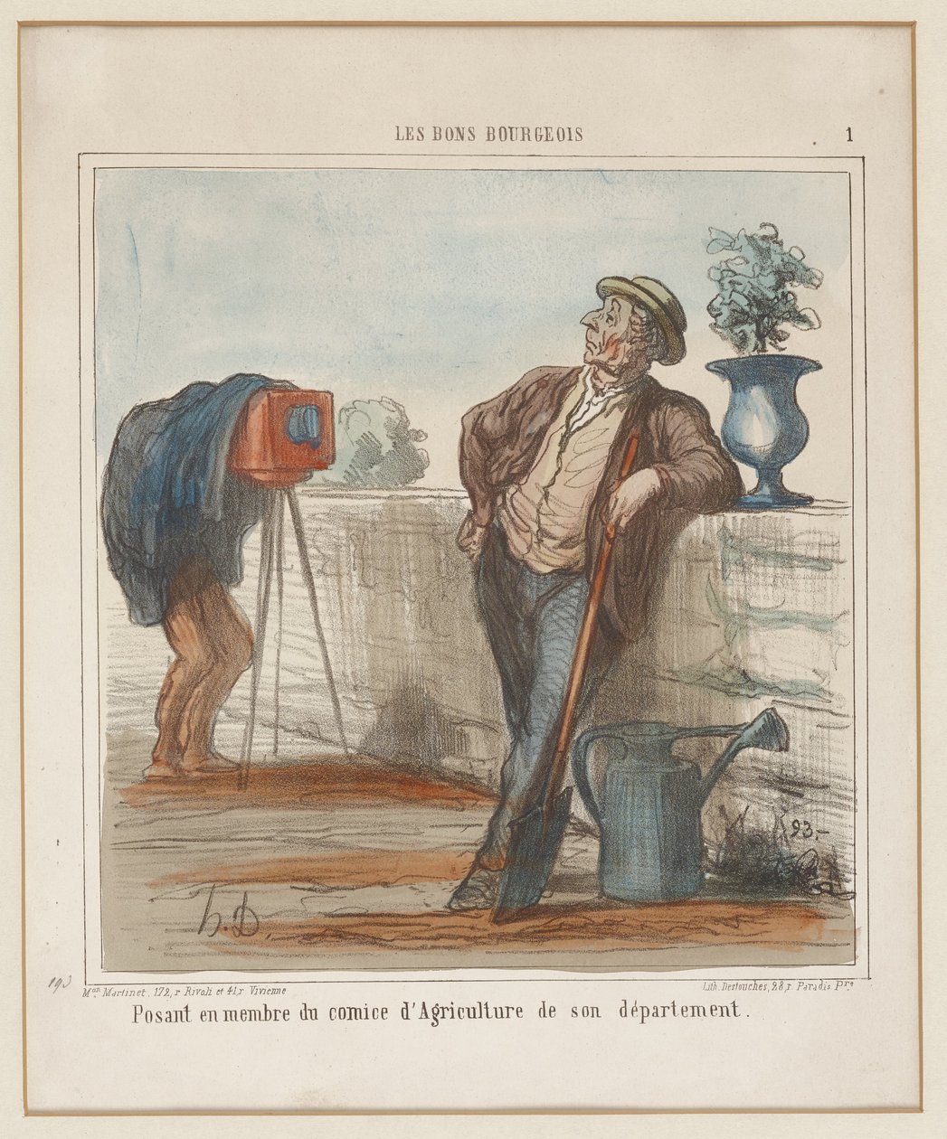 Pózuje jako člen zemědělské komise svého departementu. (Dobří měšťané č. 1), z Charivari od Honoré Daumier