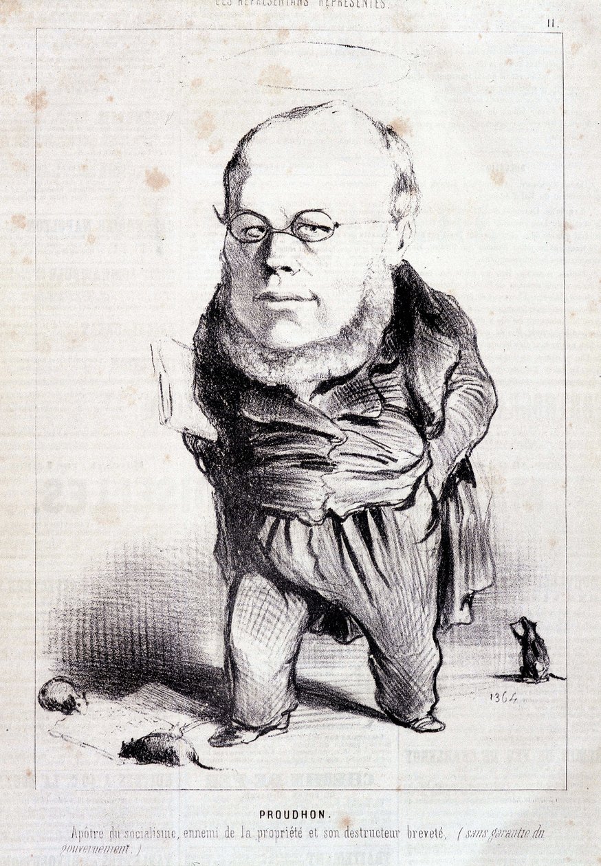 Proudhon, “”apoštol socialismu, nepřítel majetku a jeho patentovaný destruktor”” - od Daumiera, v “”Charivari”” z 6.1.1849 od Honoré Daumier