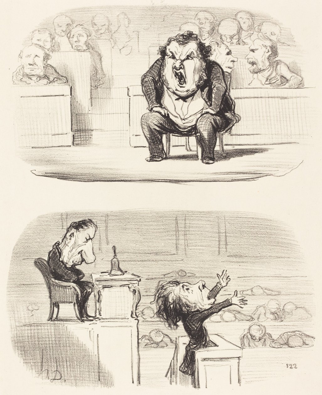 Když se na pódium dostane nudný řečník od Honoré Daumier