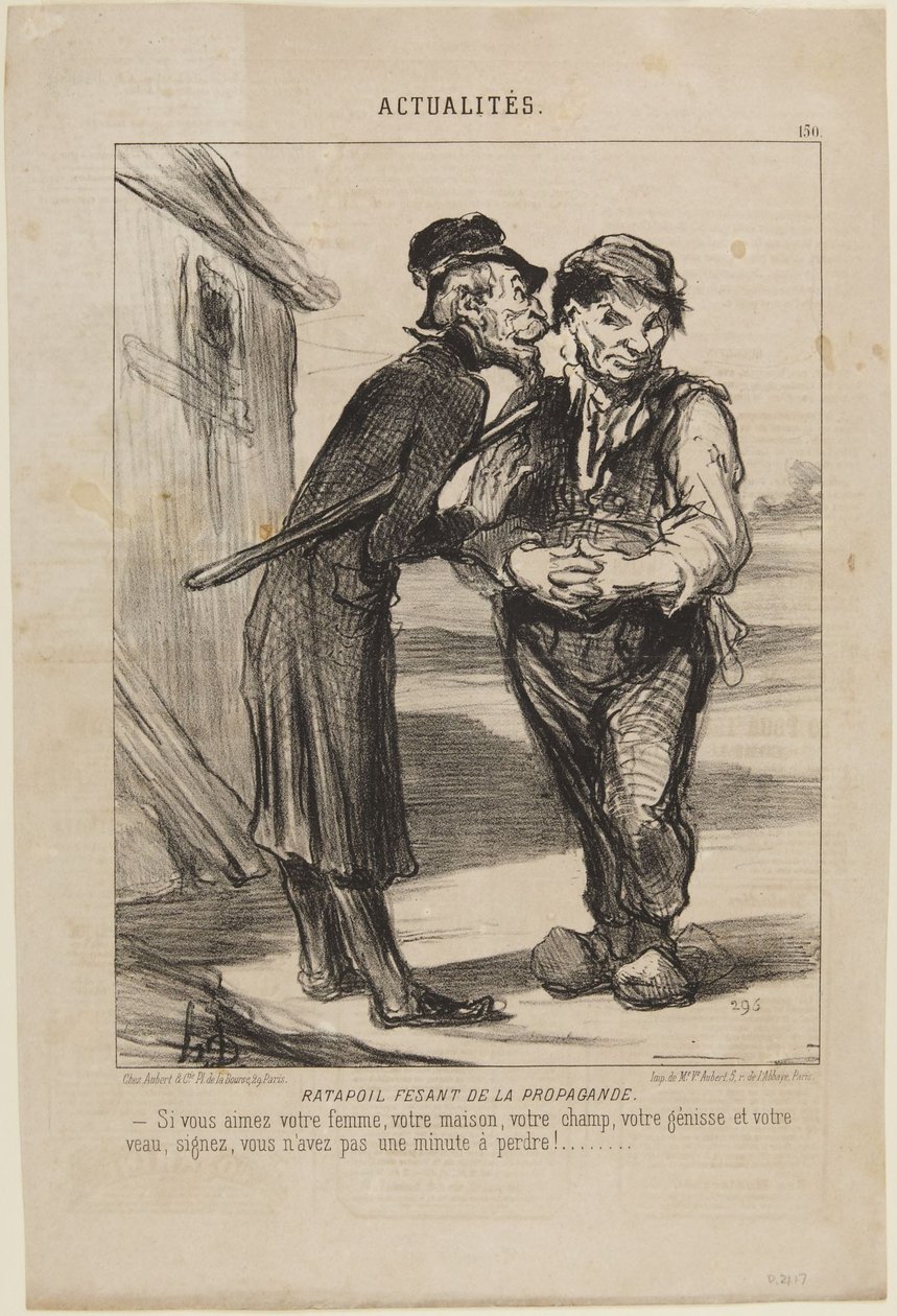 Ratapoil, bažant propagandy, číslo 150 ze série Actualités z Le Charivari od Honoré Daumier