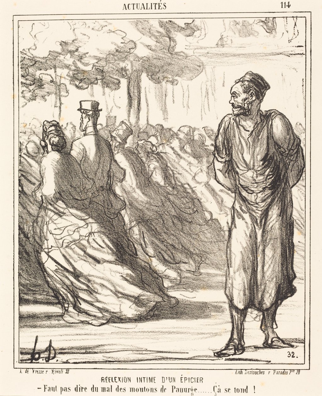 Důvěrná úvaha obchodníka s potravinami od Honoré Daumier