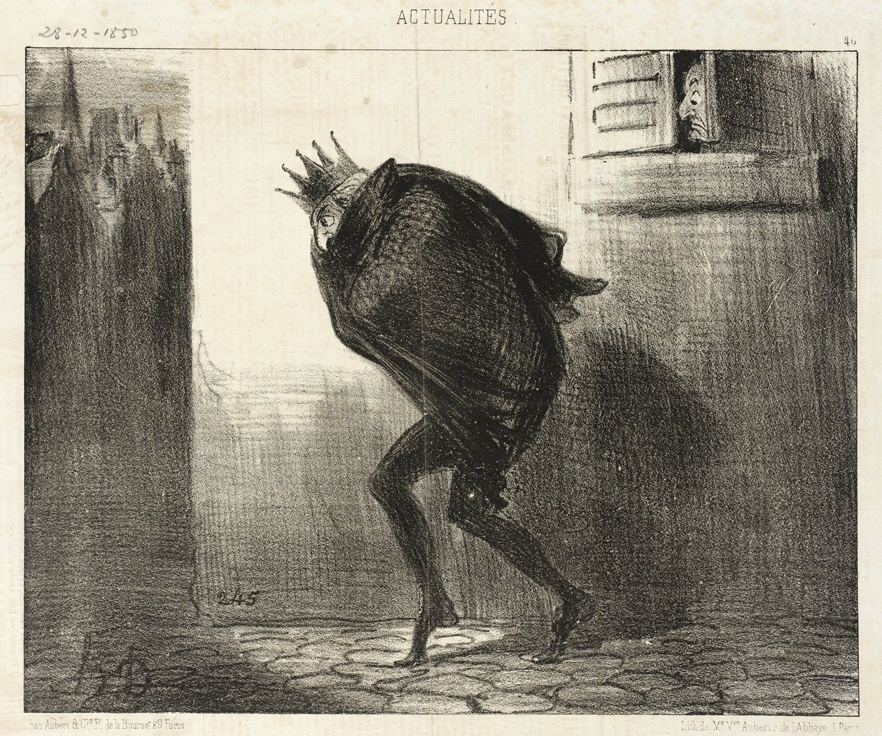Noční návrat hesenského kurfiřta do jeho dobrého města Kasselu... od Honoré Daumier