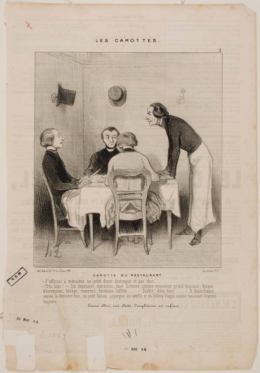 Podvod v restauraci od Honoré Daumier