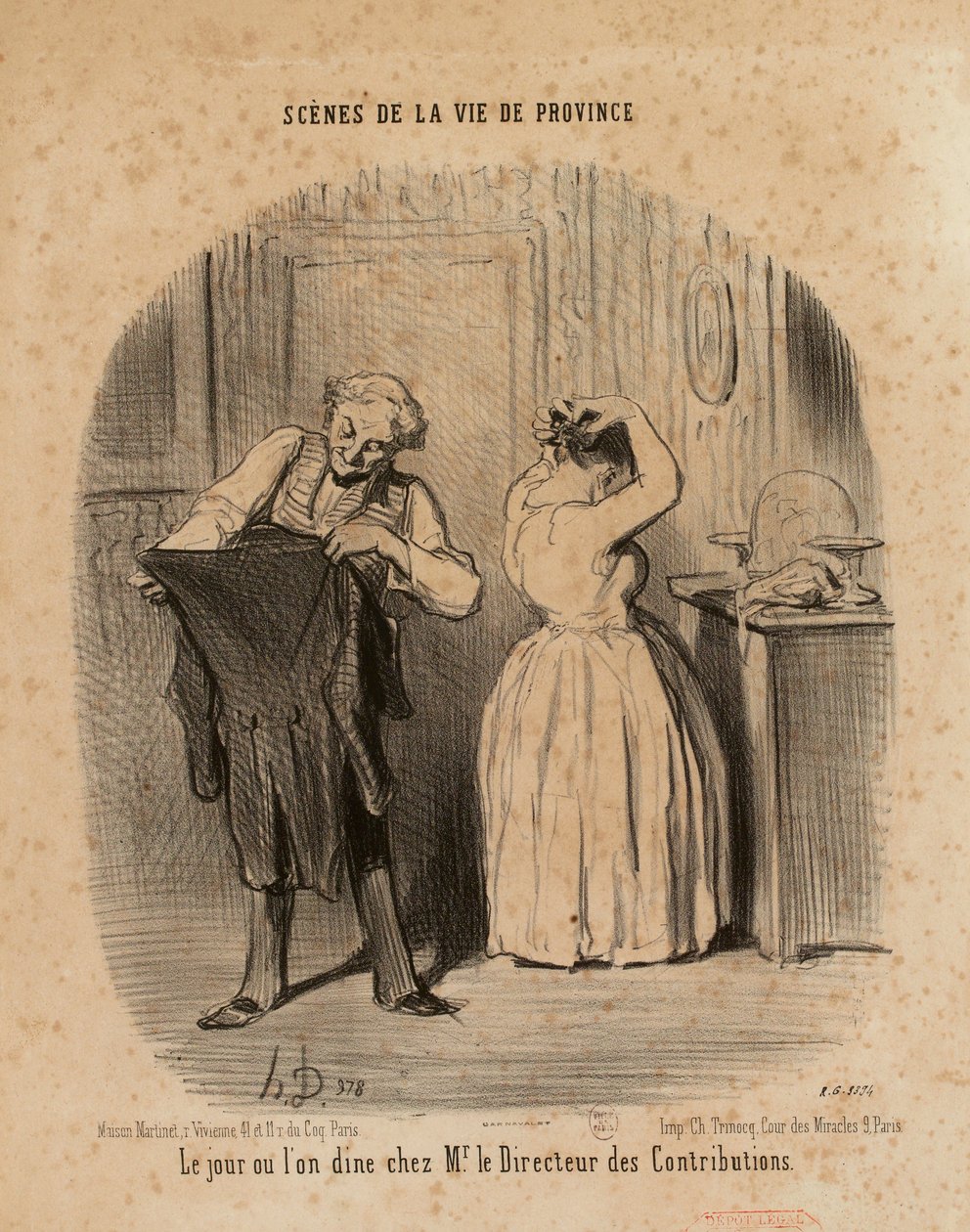 Výjevy z provinčního života. Den, kdy se obědvá u pana ředitele ... od Honoré Daumier