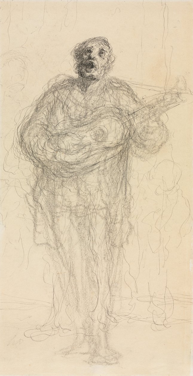 Zpívající kytarista (recto) od Honoré Daumier