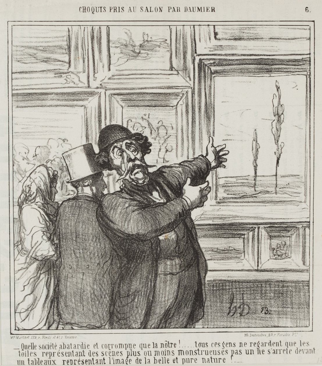 Náčrt vytvořený v Salonu Daumierem, č. 6: Jen se podívejte, v jakém zdegenerovaném a zkaženém světě žijeme. . . od Honoré Daumier