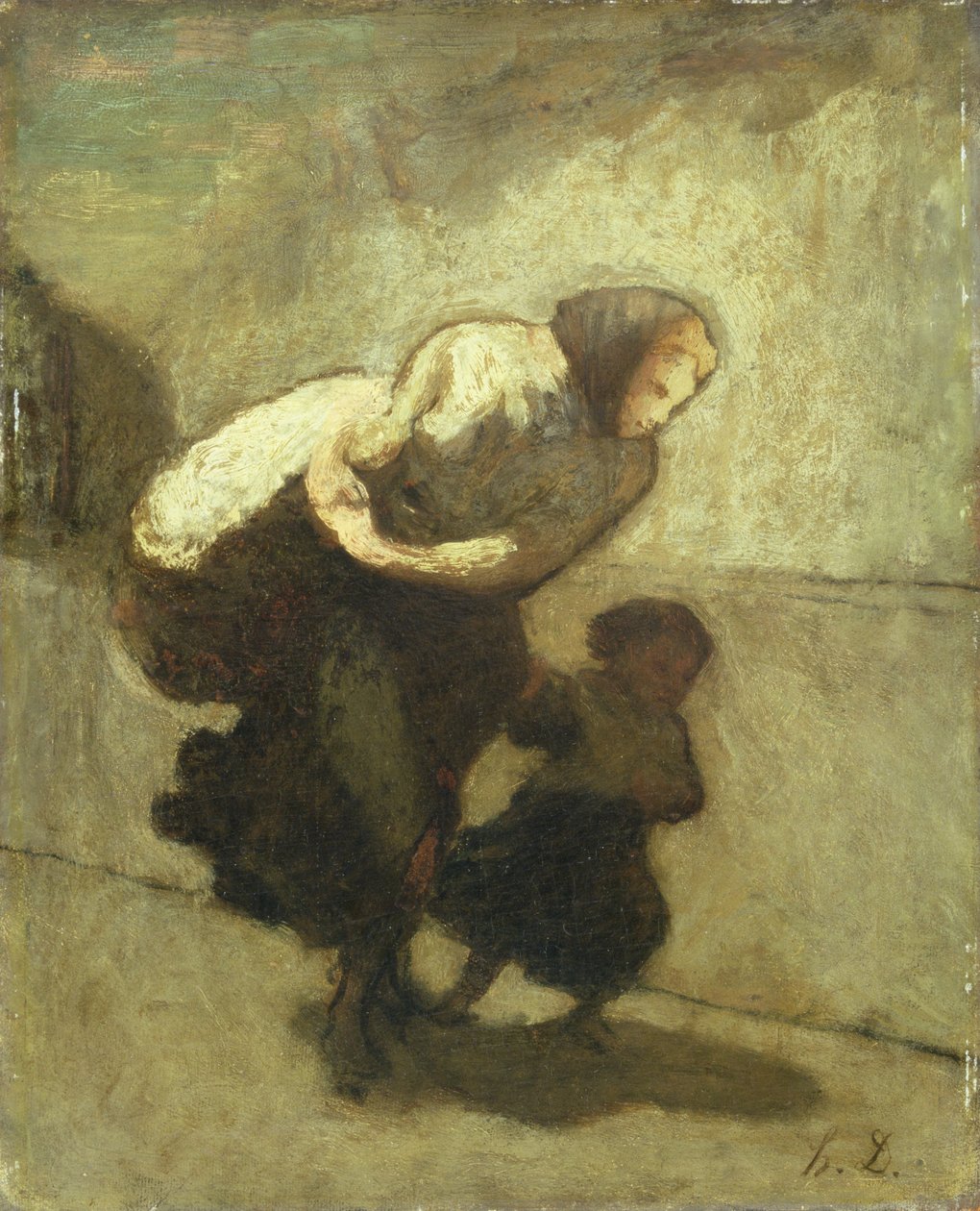 Těžké břemeno (olej na desce) od Honoré Daumier